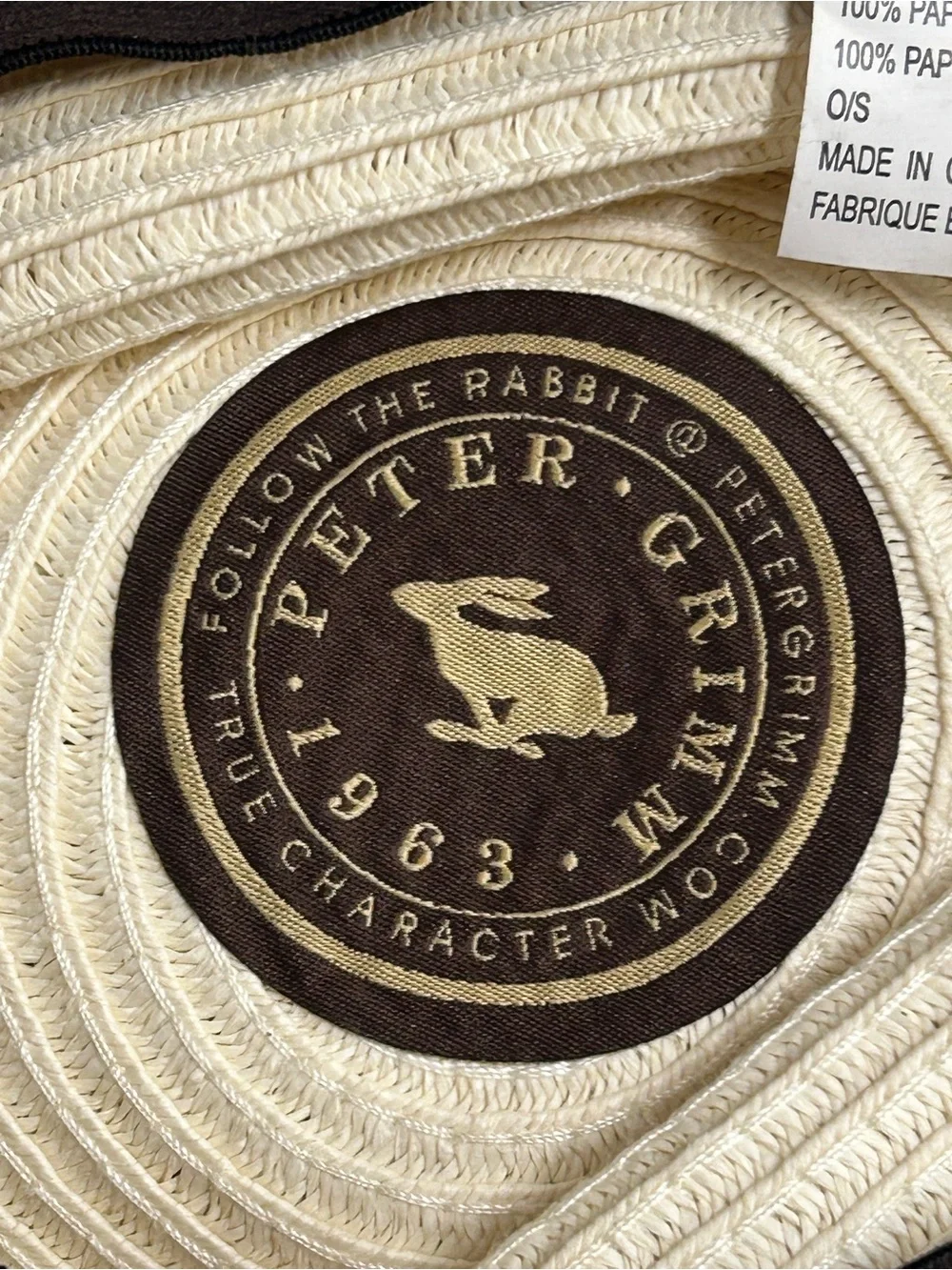 Peter Grimm Wide Brim Straw Sun Hat Natural Tan Floppy Beach Hat Boho